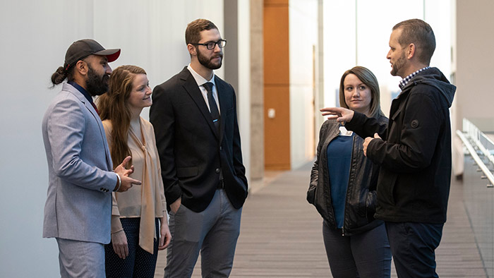 Students talking with industry professionals